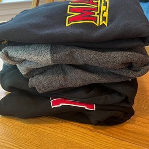 4 Univ of Maryland sweatshirts.  Men’s size Small. Great shape.